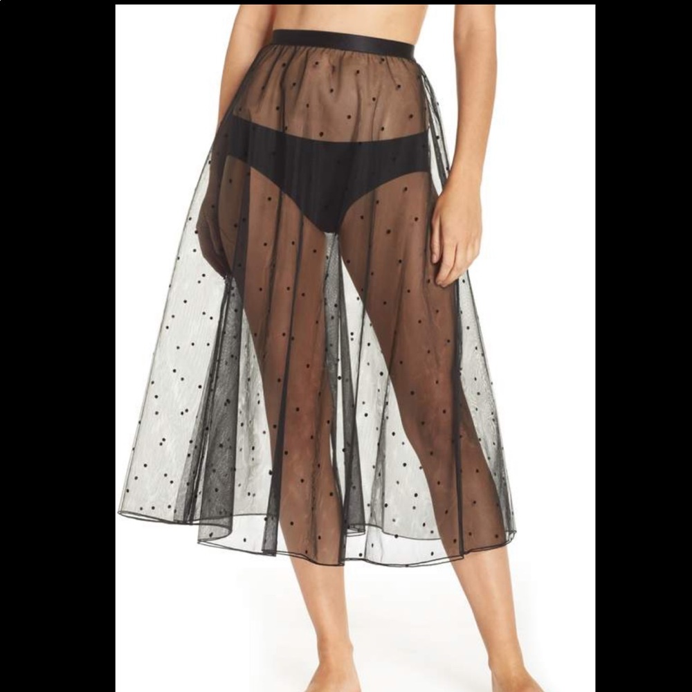 HALOGEN Mid-length Black Tulle Skirt